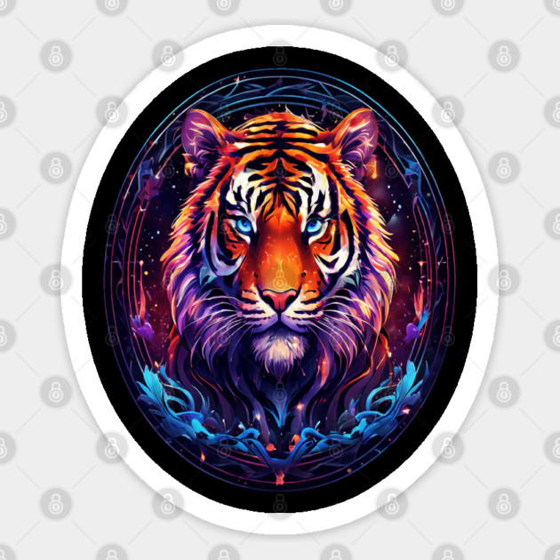 A Majestic Tiger in Logo Style Sticker by BirdsnStuff