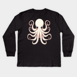 Octopus in Peach Color Kids Long Sleeve T-Shirt