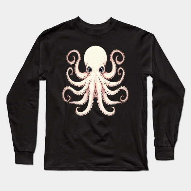 Octopus in Peach Color Long Sleeve T-Shirt by BirdsnStuff