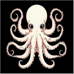 Octopus in Peach Color Posters and Art