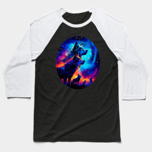 Bold Colorful Wolves Baseball T-Shirt