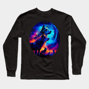 Bold Colorful Wolves Long Sleeve T-Shirt