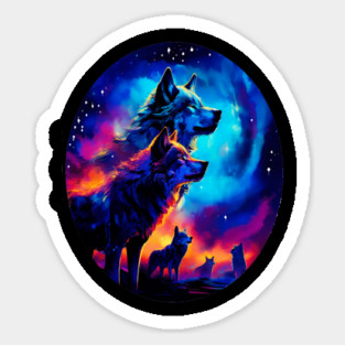 Bold Colorful Wolves Sticker