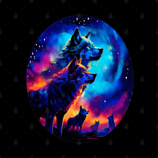 Bold Colorful Wolves by BirdsnStuff