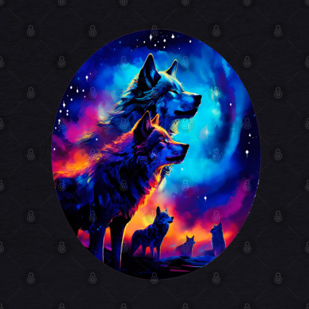 Bold Colorful Wolves by BirdsnStuff