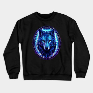 A Wolf in Logo Style Art Crewneck Sweatshirt