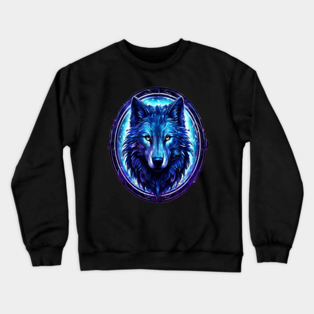 A Wolf in Logo Style Art Crewneck Sweatshirt by BirdsnStuff