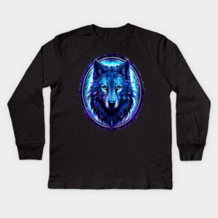 A Wolf in Logo Style Art Kids Long Sleeve T-Shirt