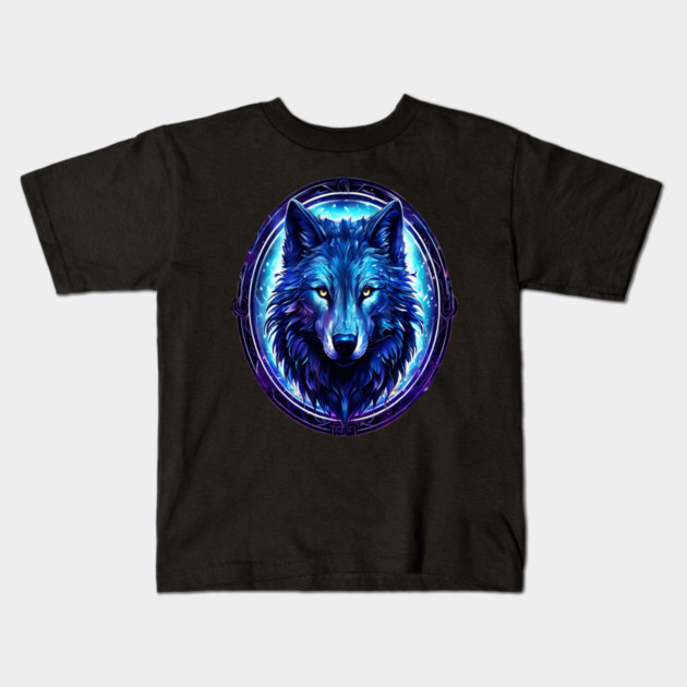 A Wolf in Logo Style Art Kids T-Shirt by BirdsnStuff