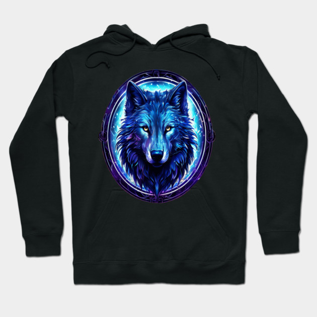 A Wolf in Logo Style Art Hoodie by BirdsnStuff