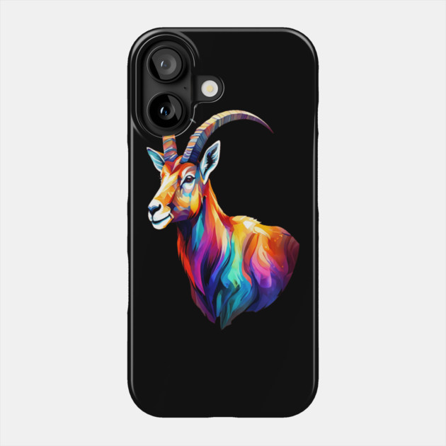 Wild Ibex in Rainbow Colors Phone Case by BirdsnStuff