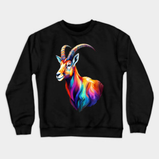 Wild Ibex in Rainbow Colors Crewneck Sweatshirt