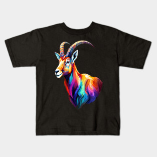 Wild Ibex in Rainbow Colors Kids T-Shirt