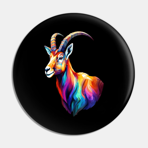 Wild Ibex in Rainbow Colors Pin by BirdsnStuff