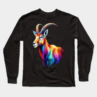 Wild Ibex in Rainbow Colors Long Sleeve T-Shirt