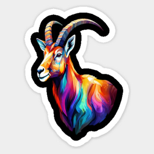 Wild Ibex in Rainbow Colors Sticker