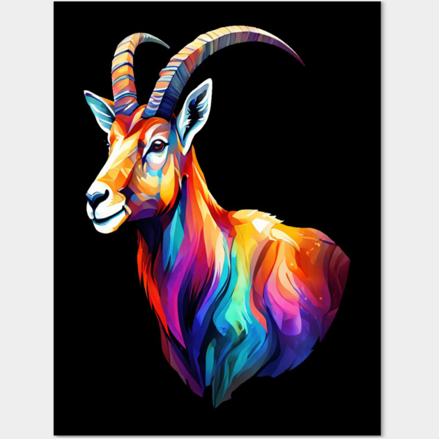 Wild Ibex in Rainbow Colors Wall Art by BirdsnStuff
