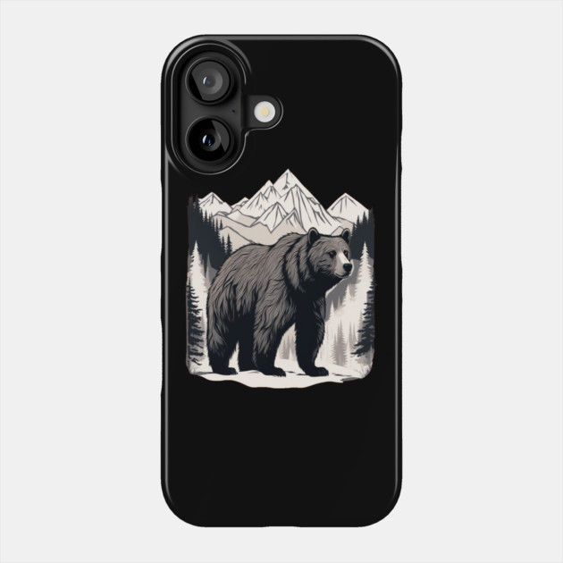Brown Bear infront of Mountain Phone Case by BirdsnStuff
