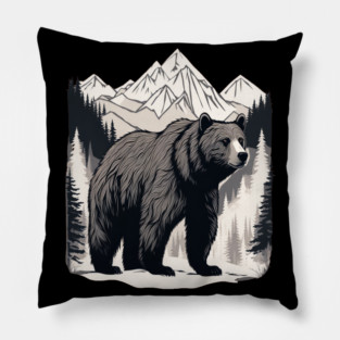 Brown Bear infront of Mountain Pillow