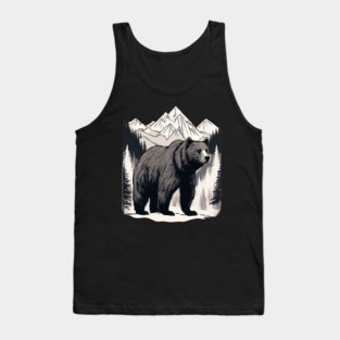 Brown Bear infront of Mountain Tank Top