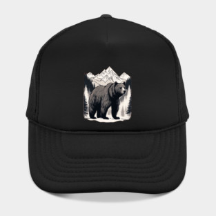 Brown Bear infront of Mountain Hat