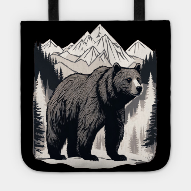 Brown Bear infront of Mountain Tote by BirdsnStuff