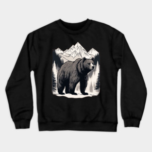Brown Bear infront of Mountain Crewneck Sweatshirt