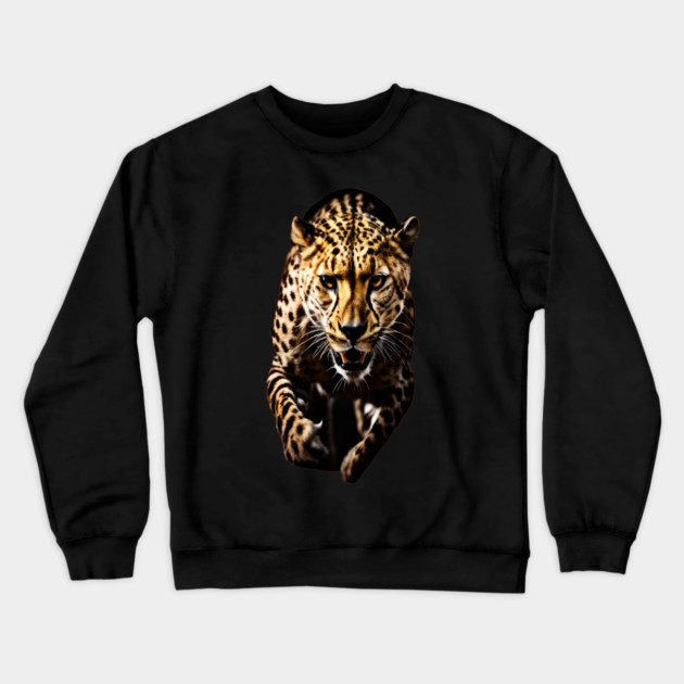 A Cheetah in Motion Crewneck Sweatshirt by BirdsnStuff