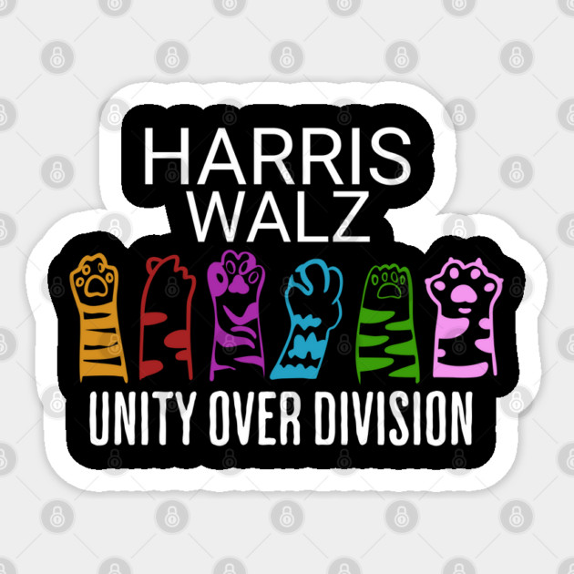 Harris Walz Unity Over Division cat dog paws design Sticker by Luxinda