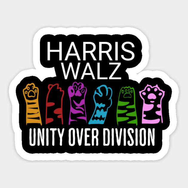 Harris Walz Unity Over Division cat dog paws design Magnet by Luxinda