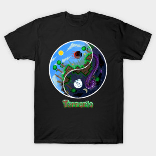 Terraria Game Night And Day Horror Design T-Shirt