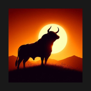 Sunset And Silhouette of Bull T-Shirt