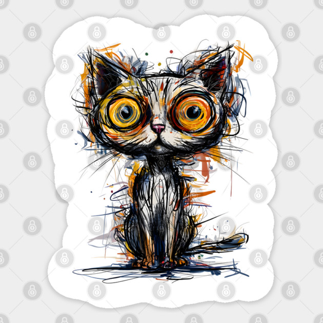 Vibrant Abstract Cat Sticker by TurnEffect