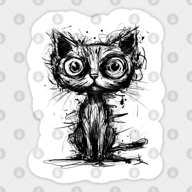 Minimalist Abstract Cat Sticker by TurnEffect