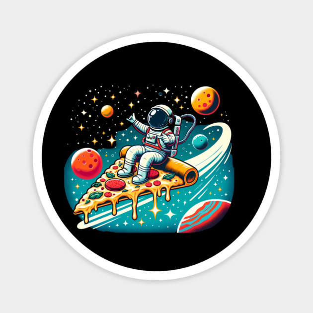 Funny Pizza Lover, Astronaut Surfing in Space Magnet by logiamerch