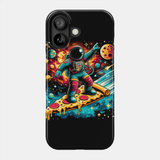 Funny Pizza Lover, Astronaut Surfing in Space Phone Case