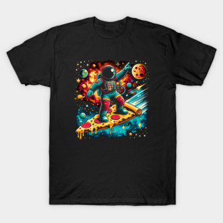 Funny Pizza Lover, Astronaut Surfing in Space T-Shirt