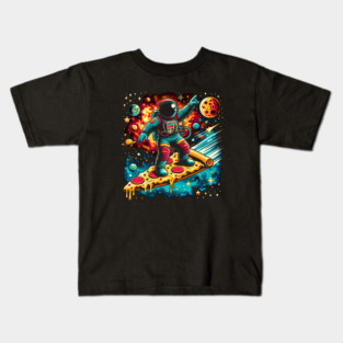 Funny Pizza Lover, Astronaut Surfing in Space Kids T-Shirt