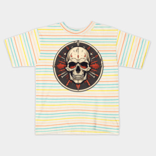 Dark Skull and Darts Design | Gothic Tattoo Art with Vintage Flair Kids T-Shirt