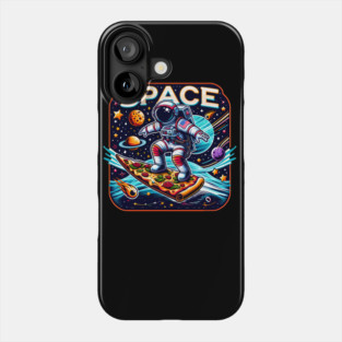 Funny Pizza Lover, Astronaut Surfing in Space Phone Case