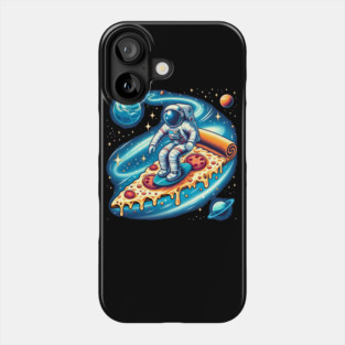 Funny Pizza Lover, Astronaut Surfing in Space Phone Case