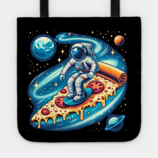 Funny Pizza Lover, Astronaut Surfing in Space Tote
