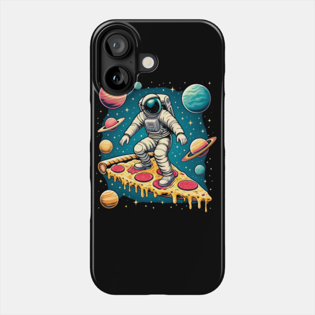 Funny Pizza Lover, Astronaut Surfing in Space Phone Case by logiamerch