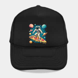 Funny Pizza Lover, Astronaut Surfing in Space Hat