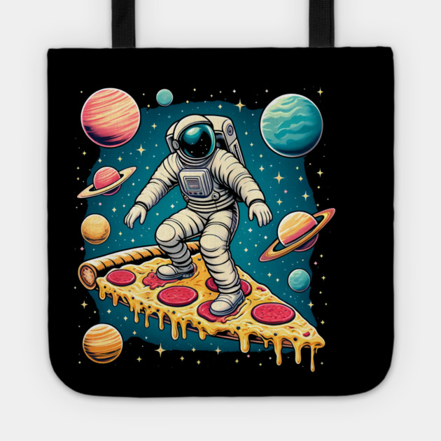 Funny Pizza Lover, Astronaut Surfing in Space Tote by logiamerch