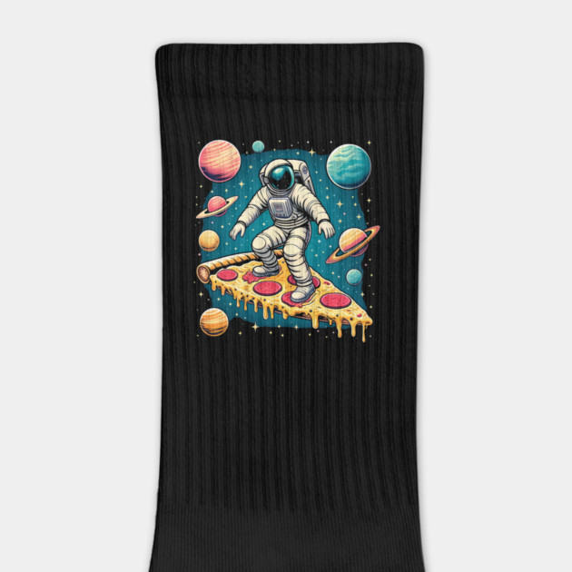 Funny Pizza Lover, Astronaut Surfing in Space by logiamerch