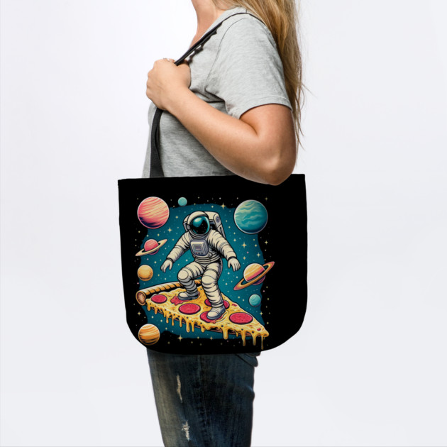 Funny Pizza Lover, Astronaut Surfing in Space by logiamerch