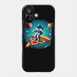 Funny Pizza Lover, Astronaut Surfing in Space Phone Case
