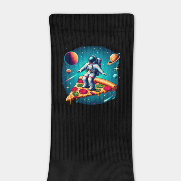 Funny Pizza Lover, Astronaut Surfing in Space by logiamerch