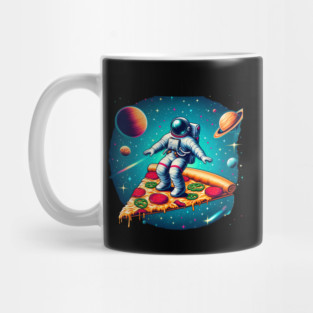 Funny Pizza Lover, Astronaut Surfing in Space Mug